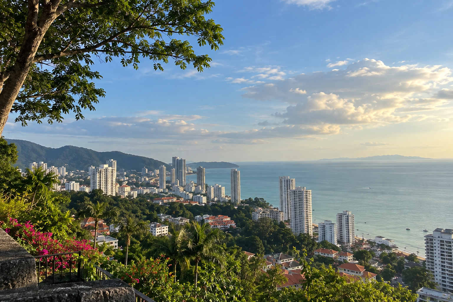 Penang Coastal Cityscape from the Hills